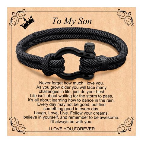 PRICES MAY VARY. 【Gifts for Son from Mom Dad】Sometimes it's hard to express love.This is a unique and creative gifts for son, stepson, foster son, son in law, bonus son. This bracelet has a simple and unique card, let your son know that he is important to you. 【Unique Son Gifts】This matching bracelet is a specially designed gifts for son. It's the best son gifts from mom dad. This gifts will make him feel companionship,encourage and love, letting him know that you are always by him side. 【Son Gi Gifts For Adult Son, Gifts For Son, Boys Bracelets, Sons Day, The Good Son, Gifts For Teen Boys, Boys Birthday, I Love You Forever, Son Gift