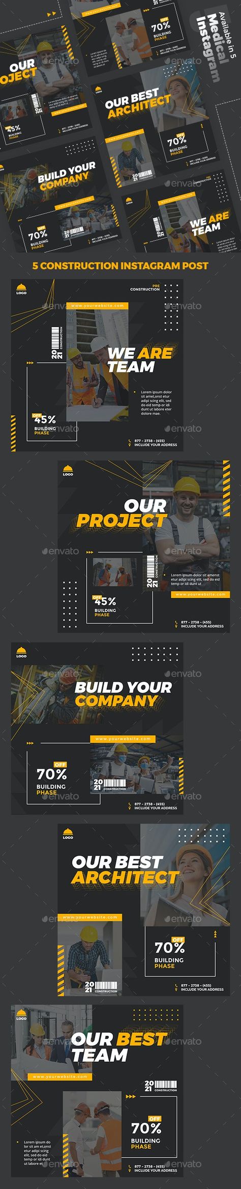 Construction Marketing Ideas Social Media, Building Company Branding, Construction Instagram Feed, Construction Social Media Design, Construction Social Media Posts, Construction Marketing Ideas, Construction Instagram Post, Company Instagram Post, Construction Social Media