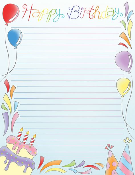 Free printable Happy Birthday stationery in JPG and PDF formats. The stationery is available in lined and unlined versions. Download it at https://museprintables.com/download/stationery/happy-birthday/ Birthday Stationary, Birthday Card Template Free, Happy Birthday Writing, Happy Birthday Letter, Happy Birthday Words, Paper Birthday Cards, Birthday Letter, Happy Birthday Printable, Writing Paper Printable Stationery