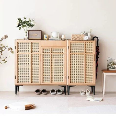 Rattan Shoe Cabinet, Modern Installation, Rattan Style, Cabinet Material, Shoe Cabinets, Shoe Rack Living Room, Entryway Console Table, Home Office Furniture Desk, Office Furniture Desk