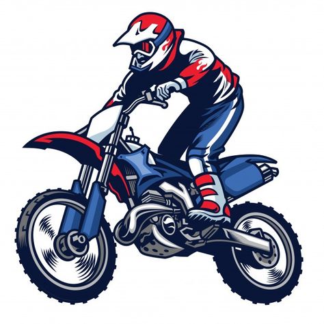 Motocross rider ride the his motocross b... | Premium Vector #Freepik #vector #motorcycle #helmet #garage #vehicle Motocross Tattoo, Motocross Logo, Motor Trail, Retro Helmet, Bike Drawing, Motorcycle Illustration, Vintage Skateboards, Motocross Riders, Illustration Story