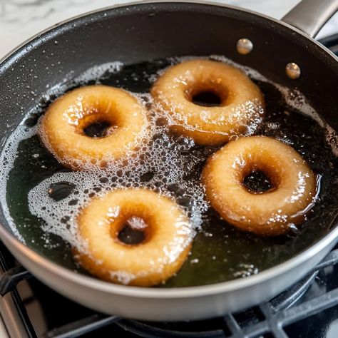 Fried Donuts Biscuits, Biscuit Dough Donut Recipe, Canned Biscuit Doughnut Recipes, Fried Biscuit Donut Recipe, Donuts With Biscuit Dough, Donuts Made From Canned Biscuits, Pillsbury Biscuit Donuts, Canned Biscuit Donuts, Donut Recipe Fried