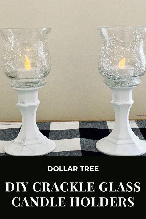 Make this dollar tree pedestal candle holder in an afternoon with these easy to follow instructions. This DIY dollar tree candle holder is simple to make and very inexpensive. And this crackle… More Glass Votive Candle Holders Diy Crafts, Diy Candlestick Holders Dollar Tree, Diy Candleabra Ideas Dollar Tree, Dollar Tree Diy Candle Holders, Candle Plate Diy, Decorating Candle Holders, Diy Candle Pedestal, Dollar Tree Candle Crafts, Diy Tealight Holder