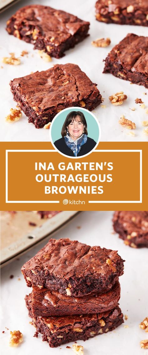 Ina Garden Outrageous Brownie Recipe, Outrageous Brownies Barefoot Contessa, Ina Garden Brownie, Ina Garden Brownie Recipe, Ina Garten Outrageous Brownies, Ina Brownies, Easy Ina Garten Recipes, Outrageous Brownies, Half Recipe