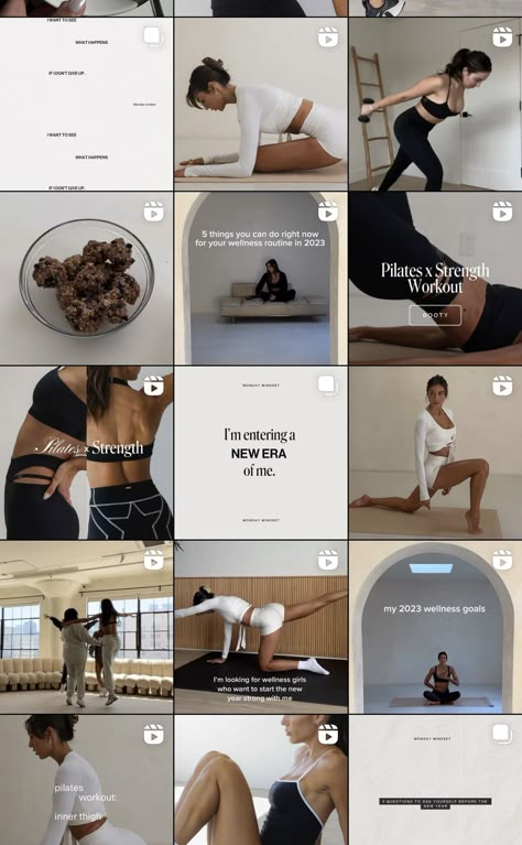 Fitness Page Instagram, Fitness Instagram Feed Ideas, Physiotherapy Instagram Feed, Wellness Content Ideas For Instagram, Pilates Studio Instagram Feed, Pilates Instagram Post, Personal Trainer Content Ideas, Lagree Pilates Aesthetic, Yoga Studio Instagram Feed