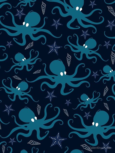 Cute Blue Octopus Pattern Design Octopus Pattern Illustration, Octopus Aesthetic, Print Development, Octopus Wallpaper, Octopus Pattern, Octopus Illustration, Blue Octopus, Octopus Design, Wall Papers