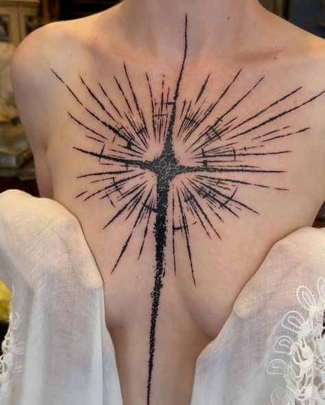 Wood on Instagram: "North Star ( 북극성 ) Textured tattooing done by handcrafted  #woodcuttattoo #engravingtattoo #chesttattoo" Star On Back Tattoo, Grunge Tattoo Back, Star Throat Tattoo, Stomach Star Tattoos, White Ink Tattoos On Dark Skin, Star Tattoo Sleeve Women, Star Back Tattoos For Women, Spiral Chest Tattoo, Large Star Tattoo