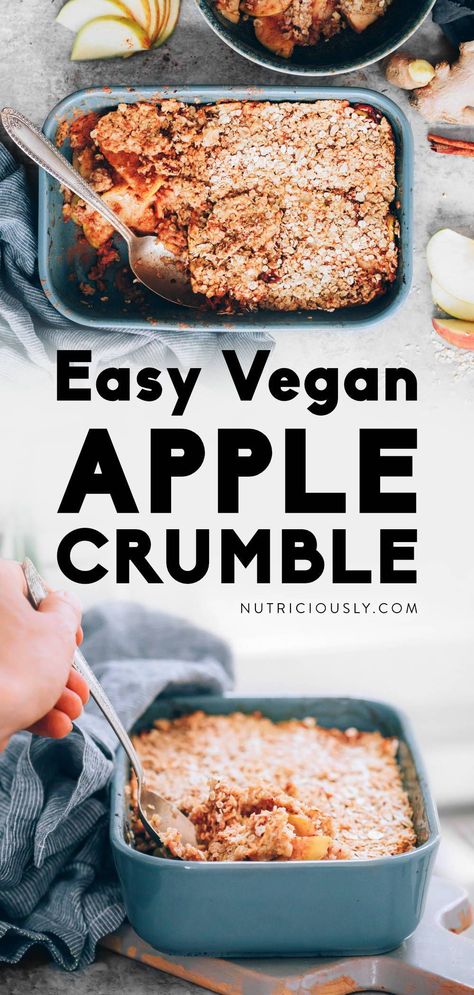 Easy Vegan Apple Crumble, Vegan Apple Recipes Healthy, Vegan Apple Crumble Recipe, Vegan Apple Desserts, Vegan Apple Recipes, Apple Crisp Vegan, Vegan Apple Crumble, Vegan Crumble, Easy Apple Crumble