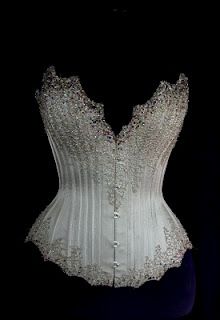 A stoned corset can be worn as part of a wedding ensemble (or a post-wedding ensemble), at a cocktail party, part of a fancy costume, or at home in front of your mirror when you feel like practicing your fancy stance.    Charlotte Davis Caterham Beaded Corset, Wedding Corset, Corset Fashion, Corsets And Bustiers, Corset Lingerie, Couture Wedding, Corset Dress, Corsets, Home Fashion