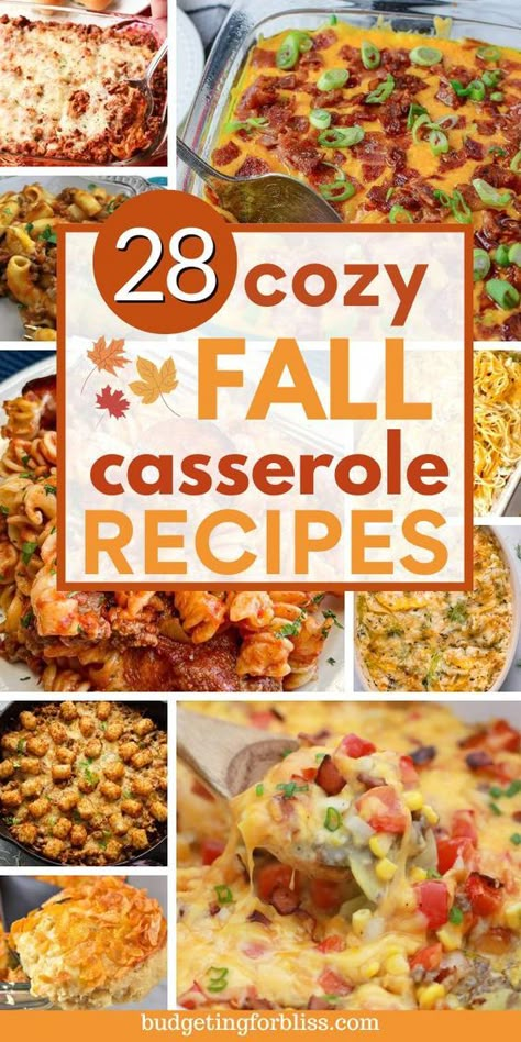 Looking for cozy casserole recipes to make this fall? Try these 28 easy fall casseroles on busy weeknights when the weather gets chilly. Find chicken, ground beef, pasta, and seasonal vegetable casseroles. These simple comfort food recipes are perfect for family dinners. Fall Dinner Casseroles, Fall Recipes Baking, Fall Casserole, Fall Casserole Recipes, Easy Fall Dinner Recipes, Fall Casseroles, Easy Fall Dinners, Fall Favorites Recipes, Cozy Fall Recipes