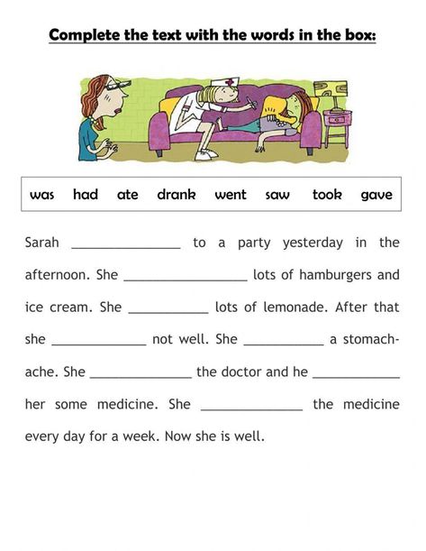 Cloze Passages, English Conversation For Kids, Picture Comprehension, Reading Comprehension For Kids, English Grammar Exercises, English Grammar For Kids, Grammar For Kids, English Activities For Kids, Picture Composition