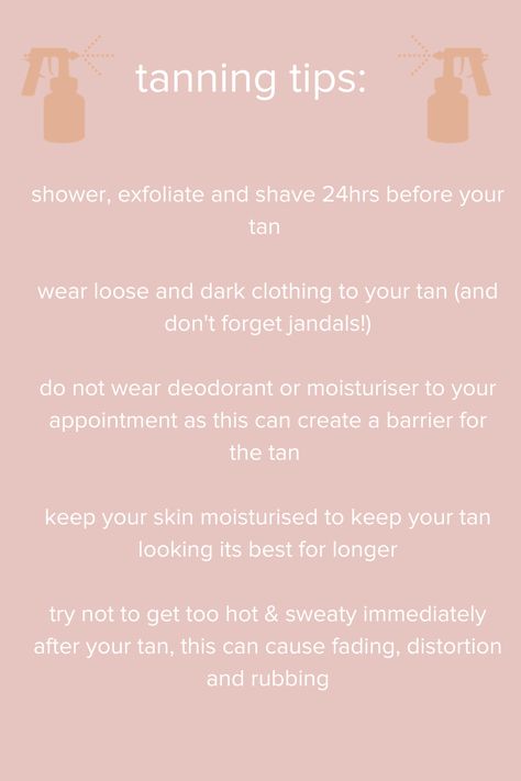 Norvell Spray Tan Tips, Spray Tan Models Needed, Sunbed Tanning Quotes, Tan Tip Tuesday, Sunbed Tanning Tips, Small Spray Tan Room Ideas, Spray Tan Shades, Fake Tan Tips, Sun Tanning Tips