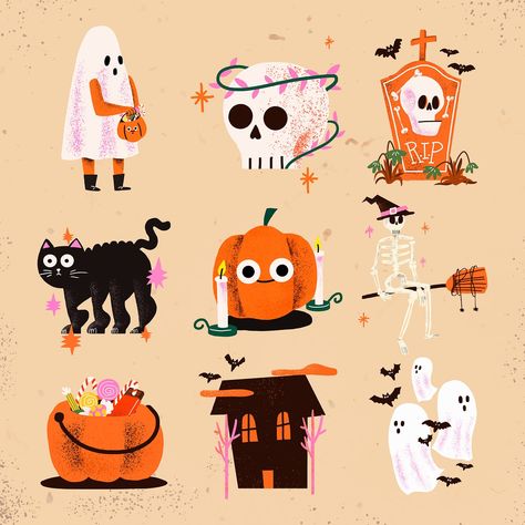 Kitschy Illustration, Halloween Illustrations, Pumpkin Illustration, Halloween Graphics, Cute Doodle, Posca Art, Feliz Halloween, About Halloween, Halloween Vector