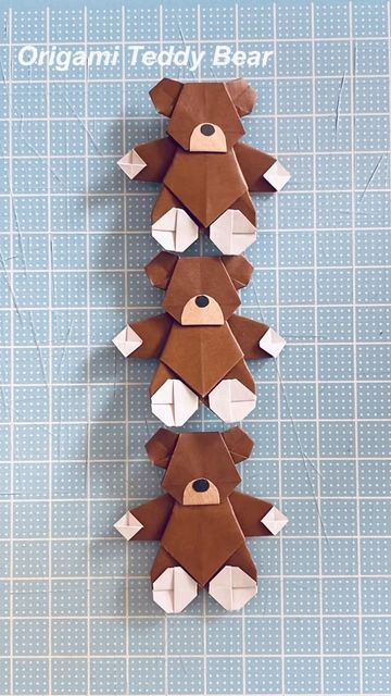 Thank You Origami, Cute Gifts Paper, Paper Craft Hanging, Origami Teddy Bear Tutorial, Origami Panda Tutorial, Teddy Bear Origami, Teddy Bear Paper Craft, Cute Paper Ideas, Cool Things To Make With Paper