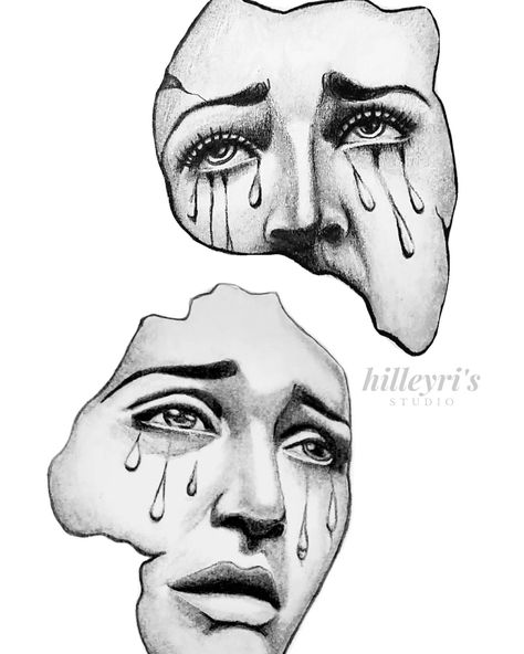 'Woe'💧 . . . #drawing #tattooapprentice #tattooideas Surreal Sketch Pencil Drawings, Tattoo Ideas Realism, Minimalist Doodles, Surreal Sketch, Broken Face, Sketch Tattoo Ideas, Tattoo Ideas Inspiration, Statue Tattoo, Mask Tattoo