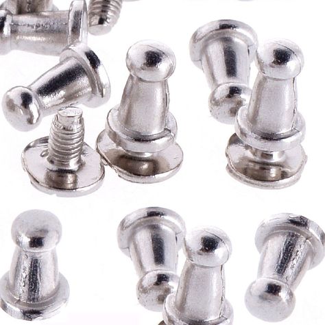 Silver Button Spike and Studs Metal Screw Back Spots For Leathercraft Rivet Bullet Leather Clothing Punk DIY Leather Crafts - 30 Sets 9mm X 6mm By eART Button Studs, Chicago Screws, Leather Craft Patterns, Leather Crafting, Metal Spikes, Leather Diy Crafts, Denim Crafts, Sewing Leather, Silver Buttons