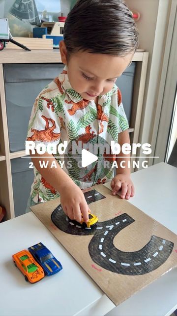 Stephanie & Katrina | Crafty Moms on Instagram: "Our little boy is almost 3 years old, and we’re diving into activities that help him learn numbers and improve his fine motor and pre-writing skills.  He loves cars, so we’ve made roads in the shapes of numbers 1-5 for him to trace with his toy cars. Once he masters those, we’ll move on to numbers 6-10. He’s so excited! His face lights up with a big smile after tracing each number.  To add to the fun, we count cars next to the numbers before tracing them. We also use clear tape over the numbers so he can trace them with a dry-erase marker.  We’ve got road templates in our Car Pack Activity from our website, featuring 30 pages of fun and educational worksheets. Just write “Car” and we’ll send you the link.  Our kids love these templates❣️ We Preschool Number 3 Activities, How To Write Numbers 1-10, Tracing Activity Preschool, Number 3 Activity For Preschool, Fun Kindergarten Learning Activities, Number 6 Activity, Number 3 Crafts For Preschool, Number 6 Activities, Number 5 Activity