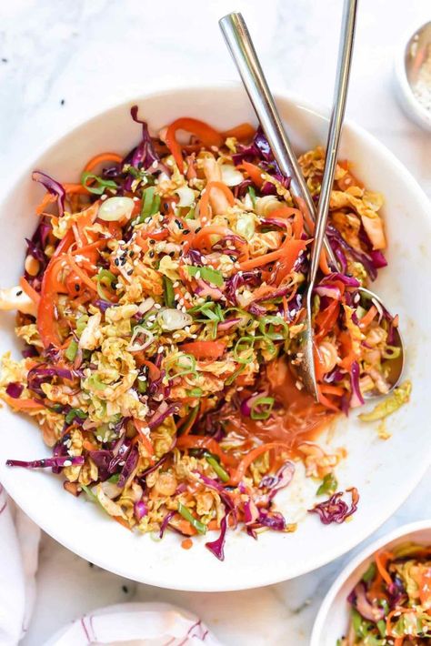 Korean Slaw, Korean Salad, Kimchi Slaw, Spicy Slaw, Cabbage Side Dish, Vegan Kimchi, Vegan Coleslaw, Korean Side Dishes, Slaw Recipe