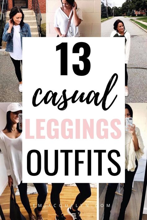 leggings outfit ideas for fall | 13 ways to wear leggings Casual Summer Outfits With Trainers, Plus Size Outfit With Leggings, Leggings Walking Outfit, Let Her Leggings Outfit, Cute Casual Leggings Outfit Fall, Hoody Leggings Outfit, Casual Outfits For Women Leggings, Black Leggings Outfit Fall Plus Size, Leggings With Ankle Socks