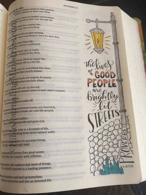 Bible Highlighting, Scripture Doodle, Bible Drawing, Proverbs 13, Bible Study Books, Bible Journaling Ideas Drawings, Bible Doodling, Bullet Journal Mood Tracker Ideas, Bible Journal Notes