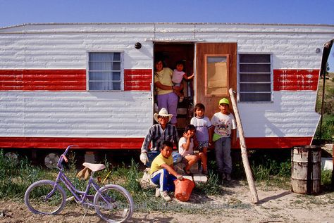 Pine Ridge Sioux Native American Reservation, South Dakota, Sioux (Lakota) family at home in travel trailer. Allen Russell photography Pine Ridge Reservation, Wounded Knee, Oglala Lakota, Native American Reservation, Sioux Indian, Holland Windmills, Family At Home, Pow Camp, Lakota Sioux