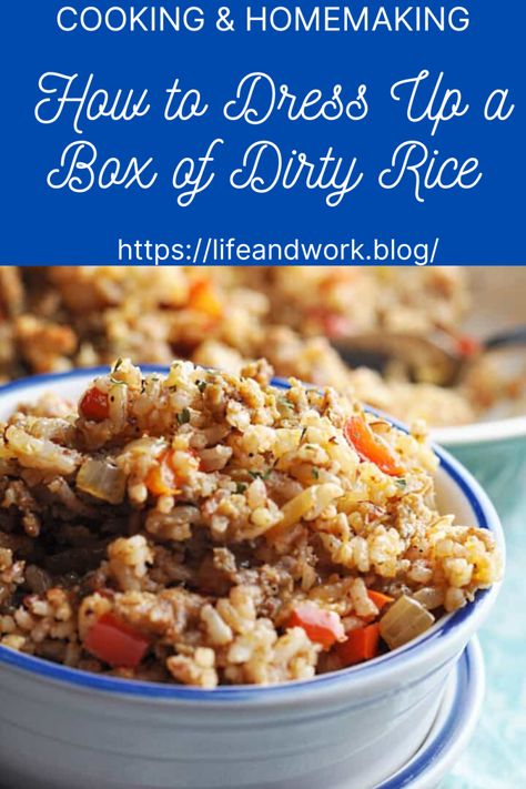 Cooking And Homemaking - How to Dress Up a Box of Dirty Rice Zatarains Dirty Rice Recipe, Dirty Rice Recipe Easy, Making Cauliflower Rice, Dirty Rice Recipe, Rice Dressing, Chili Rice, Rice Casserole Recipes, Dirty Rice, Pot Dinners