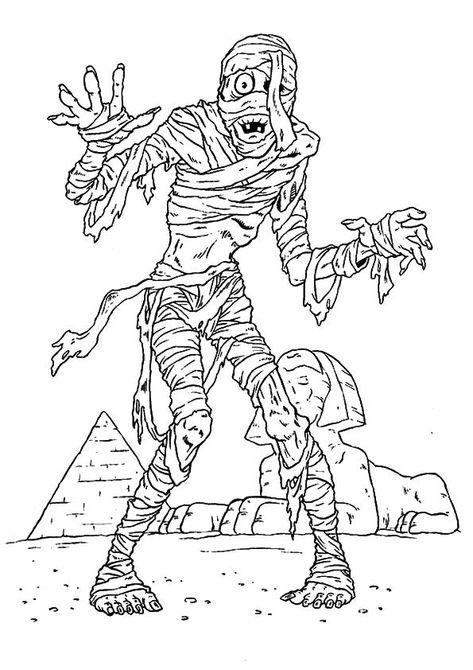 Mummy Sketch, Villain Coloring Pages, Mummy Coloring Pages, Zombie Coloring Pages, Sketch Halloween, Outdoor Painting, Joseph Murphy, Ancient Egypt History, Pretty Halloween