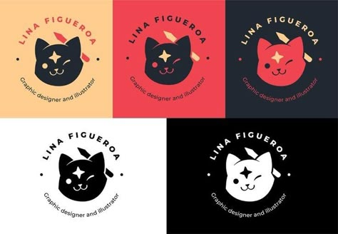 Inspiring Logo Design, Graphic Design Logos Ideas, Cats Graphic Design, Character Branding Design, Branding For Artists, Logo With Illustration, Cute Logos Design, Aesthetic Logo Ideas, Art Brand Logo