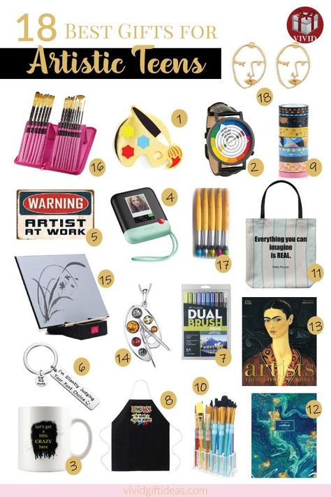 Best Gifts for Artistic Teens. Perfect ideas for artists, graphic designers, and more. Teenage Gifts, Gifts For Teenage Girls, Artsy Girl, Trending Christmas Gifts, Artsy Gift, Christmas Gifts For Girls