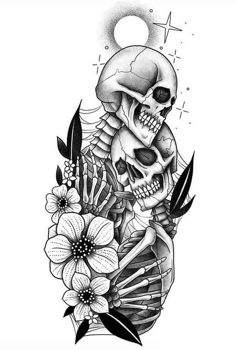 The Lovers Tattoo, Tattoo Bein Frau, Skeleton Tattoos, Tattoos For Lovers, Spooky Tattoos, Halloween Tattoo, Sleeve Ideas, Tattoo Style Drawings, Simple Tattoo