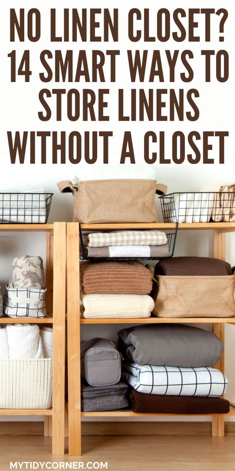 How to store linens without closet No Closet Bathroom Storage Ideas, Lack Of Closet Space Ideas, Bathroom With No Linen Closet, Free Standing Linen Closet, Diy Linen Closet How To Build, What To Do When You Don’t Have A Linen Closet, Where To Store Linens Without A Closet, Diy Linen Storage No Closet, Small Linen Closet Ideas Hallways