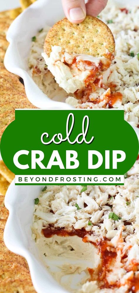 A quick and easy party appetizer! This game day food idea is also great for other occasions. Made with a cream cheese base and cocktail sauce, this cold crab dip recipe is always a hit. Variations included! Balls Appetizers, Crabmeat Dip, Seafood Dips Recipes, Crab Dip Recipe Cold, Cold Crab Dip, Crab Dip Cold, Rangoon Dip, Crab Dip Recipe, Cold Dip Recipes