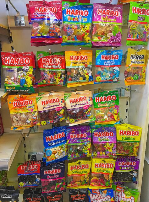 Harbin sweets packages in a store Haribo Jelibon Story, Uk 2000s, Haribo Candy, Gummy Sweets, Angry Baby, Eating Food Funny, Road Trip Snacks, Asian Snacks, Candy Companies