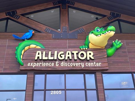 Alligator Experience Exterior Sign | ZOOS & AQUARIUMS Zoo Sign, Zoo Aquarium, Center Signs, Retail Signs, Aquarium Decor, Themed Decor, Retail Space, Immersive Experience, Decor Display