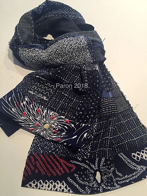 Sashiko Scarf, Boro Scarf, Sashiko Boro, Boro Sashiko, Sashiko Stitching, Mending Clothes, Patchwork Scarf, Sashiko Embroidery, Visible Mending