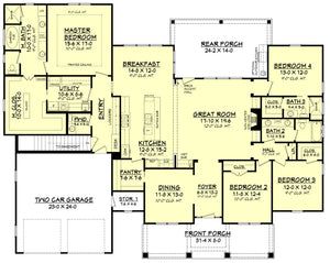 Butler Pantry House Plans, Acerage Homes Floor Plans, Hidden Pantry Floor Plan, Two Master Suite House Plans One Story, Closed Floor Plan Layout, Long House Plans, Acerage Homes, Closed Floor Plan, Best Home Plans