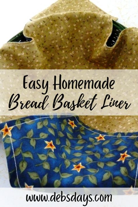 Learn how to make your own homemade fabric bread basket liner with this easy DIY sewing and craft project's step by step tutorial video. Bread Basket Liners Diy How To Make, Bread Basket Pattern, Bread Basket Liner Pattern, Diy Bread Proofing Basket, Bread Basket Ideas, Basket Liner Pattern, Basket Sewing Pattern, Kitchen Sewing, Discard Recipes