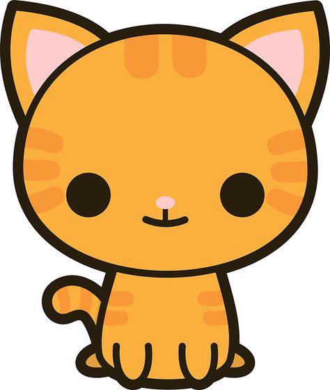 Ginger Cat Drawing, Kawai Drawing, Stickers Illustration, Makeup Kawaii, Food Kawaii, Cute Ginger, Arte Do Kawaii, Cute Kawaii Animals, Ginger Cat