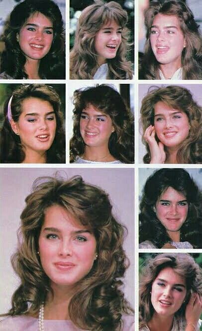 80 S Hairstyles, 1980s Makeup And Hair, 80’s Hair, Brooke Shields Young, 80's Hairstyle, Japan Movie, 1980s Hair, Japan Picture, 80s Hair