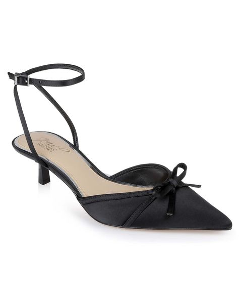 PRICES MAY VARY. Talasia Pointed Toe Kitten Heels Black Bridesmaid Shoes, Pointed Toe Kitten Heels, Tie Heels, Black Kitten Heels, Jewel Badgley Mischka, Badgley Mischka Shoes, Subtle Elegance, Black Pumps Heels, Bridesmaid Shoes