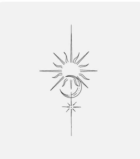 Line Sun Tattoo Design, Luna Eclipse Tattoo, Pretty Sun And Moon Tattoos, Sun Moon Tramp Stamp, Sun And Wings Tattoo, Moon N Sun Tattoo, Mystic Sun Tattoo, Sun And Moon Lower Back Tattoo, Sun And Snow Tattoo