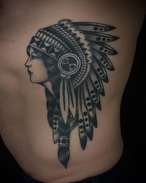 Indian Head Tattoo, Indian Headdress Tattoo, Aztec Tattoos Sleeve, Sleeve Tattoo Designs, Headdress Tattoo, Native Tattoos, P Design, Western Tattoos, Full Arm Tattoos