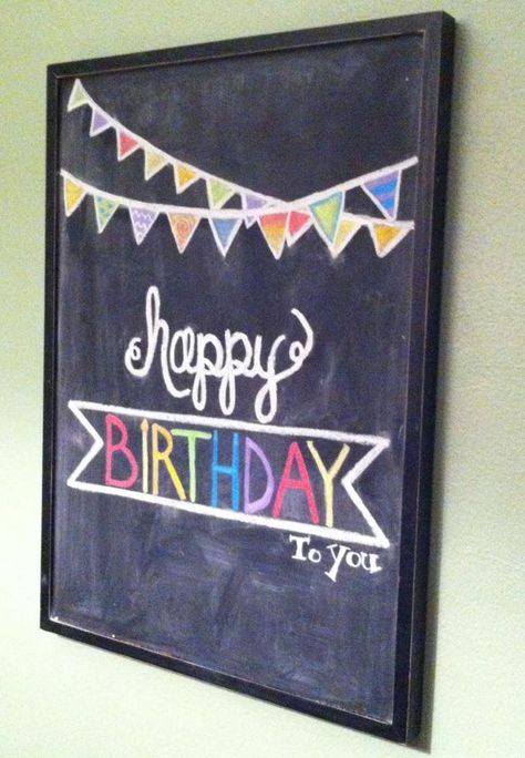 Happy Birthday chalkboard! Happy Birthday Chalkboard, Birthday Chalkboard Art, Chalkboard Border, Chalkboard Sayings, Window Paint, Board Sayings, Chalkboard Wall Art, Chalkboard Doodles, Chalkboard Writing