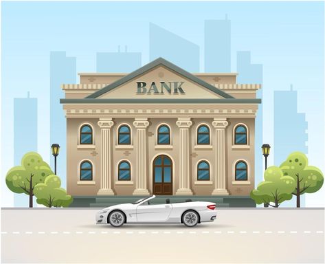 August Bank Holiday, Islamic Bank, America City, Shanty Town, Bank Building, Eco City, Banks Building, Car Vector, Summer Illustration