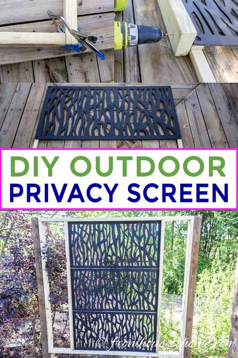 This decorative DIY outdoor privacy screen tutorial is awesome! Whether you're looking for privacy for your deck or patio, or just want some creative garden art, this divider will help your garden design. #fromhousetohome #gardendesign #backyardprivacy #gardenstructures #decksandpatios Pvc Privacy Screen, Diy Outdoor Privacy Screen, Diy Outdoor Privacy, Lattice Privacy Screen, Privacy Screen Deck, Garden Tricks, Diy Privacy Screen, Taman Diy, Angel Garden