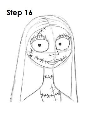 How to Draw Sally Step 16 Sally From Nightmare Before Christmas, Tim Burton Drawings, Sally Skellington, Nightmare Before Christmas Drawings, Hair Clipart, Sally Nightmare, Sally Nightmare Before Christmas, Halloween Drawings, Clip Arts