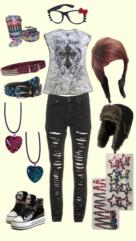 #oufitinspo #emo #scene Scene Fashion 2000s, Emo 2000s Aesthetic, Emo Outfits 2000s, Scene Kid Outfits, Emo Scene Outfits, Fashion 2000s, Outfits 2000s, Scene Outfits, Diy Clothes Design