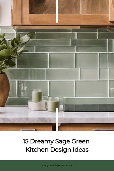 Offering the perfect blend of style and serenity, these sage green kitchen design ideas will transform your cooking space into a tranquil oasis, but how? The post 15 Dreamy Sage Green Kitchen Design Ideas appeared first on JMA Interior Decoration. Green Sea Glass Backsplash Kitchen, White Kitchen Sage Tiles, Green Splash Back Kitchen White Cabinets, Light Green Subway Tile Kitchen, Dark Brown Kitchen Cabinets Green Backsplash, Green Backsplash Wood Cabinets, Kitchens With Green Backsplash, Green Backsplash Kitchen Wood Cabinets, Kitchen Backsplash Ideas For Sage Green Cabinets