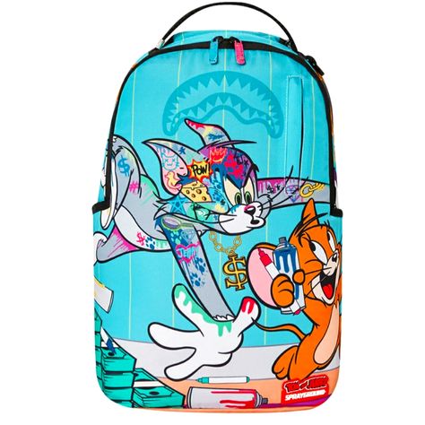 Nwt Tom & Jerry Sprayground Leather Water Resistant Backpack Dlxv 8" X 6" X 11.5" Front Zipper Pocket Side Pockets Zippered Stash Pocket Separate Velour Sunglass Compartment Ergonomic Mesh Back Padding Adjustable Straps For Custom Sizing Gold Zippers With Metal Hardware Metal "Sprayground Authentic" Badge Slide Through Back Sleeve Connects To Carry-On Luggage To Free Your Hands Black Interior Separate Velour Laptop Compartment Mesh Organizer Pocket Hugh Quality Vegan Leather Durable Made For Wea Pretty Backpacks, Sprayground Backpack, Spray Ground, Stylish School Bags, Water Resistant Backpack, Kitty Clothes, Hello Kitty Clothes, Tom Jerry, Girly Bags