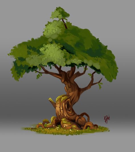 Tree 1. Concept Art of Nature by Raki Martinez on ArtStation. Lukisan Pokok, Plants Sketch, Plant Sketches, Fantasy Tree, Environment Props, Trendy Plants, Tree Sketches, Siluete Umane, Landscape Concept